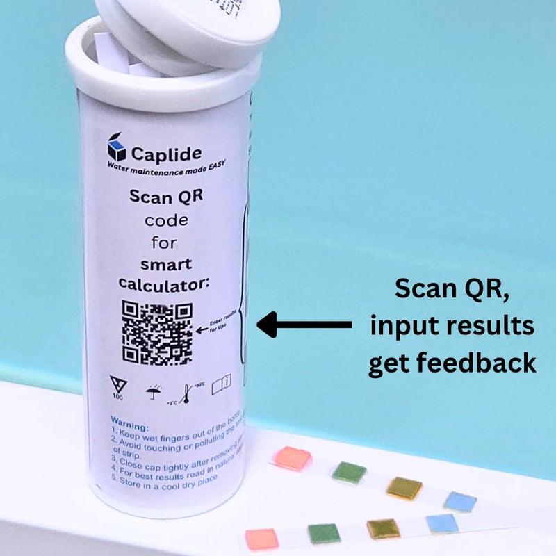 Caplide Cold Plunge Test Strips, 4-in-1 Water Quality Testing Kit, pH, Alkalinity, Hardness, Hydrogen Peroxide. Evaluate Your Cold Plunge Water Quality with A Single Strip. Smart QR Calculator to Help You - Image 4